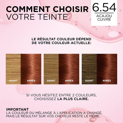 Permanente Farbe 6.54 Dunkelblond Kupfer Mahagoni Triple Action Excellence Care L'OREAL PARIS