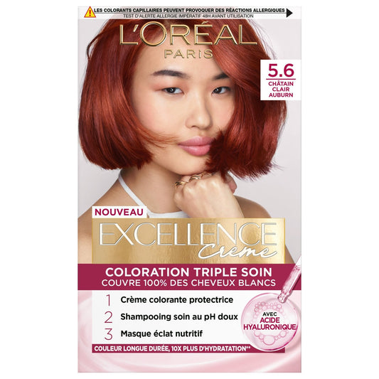 Coloration 5. 6 Châtain Clair Auburn Excellence Crème L'OREAL PARIS la boîte
