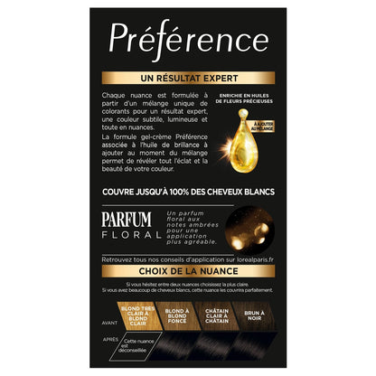 Coloration Permanente 1. 0 Noir Intense Brillance Haute Intensité Préférence L'OREAL PARIS