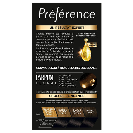 Coloration Permanente 1. 0 Noir Intense Brillance Haute Intensité Préférence L'OREAL PARIS