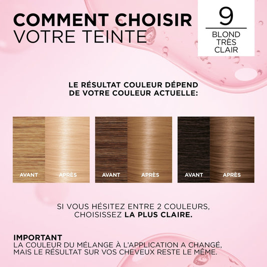 Coloration 9 Blond Très Clair Triple Soin Acide Hyaluronique Excellence Crème L'OREAL PARIS
