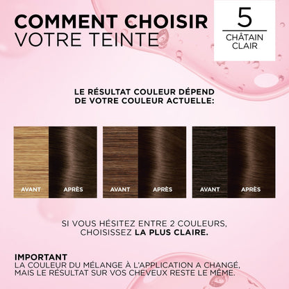 Coloration 5 Châtain Clair Enrichie en Acide Hyaluronique Couvre 100% Cheveux Blancs Excellence Crème L'OREAL PARIS