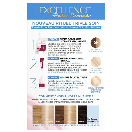 Permanent Coloration 01 Natural Ultra-Light Blonde Triple Care Covers 100% White Hair Excellence Crème L'OREAL PARIS