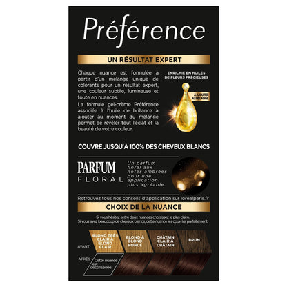 Coloration Permanente 4. 15 Caracas Marron Glacé Brillance Haute Intensité Préférence L'OREAL PARIS