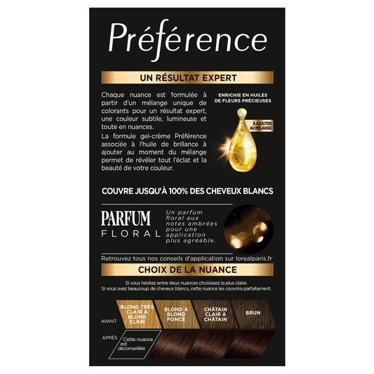 Coloration Permanente 4. 15 Caracas Marron Glacé Brillance Haute Intensité Préférence L'OREAL PARIS