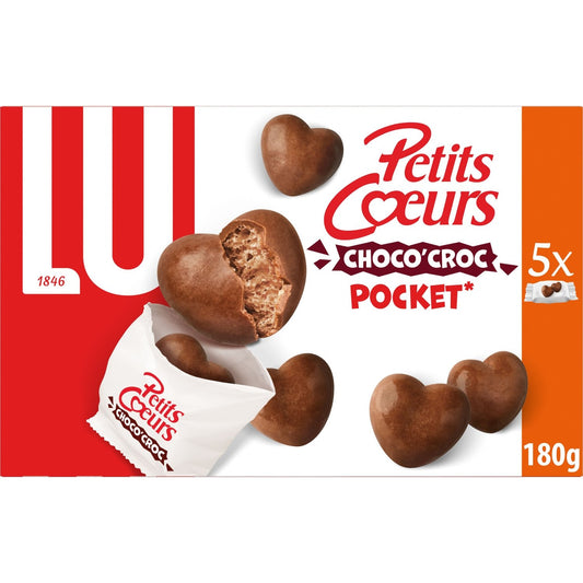 Milk Chocolate Coated Cookies Choco'croc Pocket Little Hearts LU