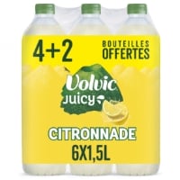 Eau Plate Aromatisée Citronnade Juicy VOLVIC le pack de 6 bouteilles de 1.5L