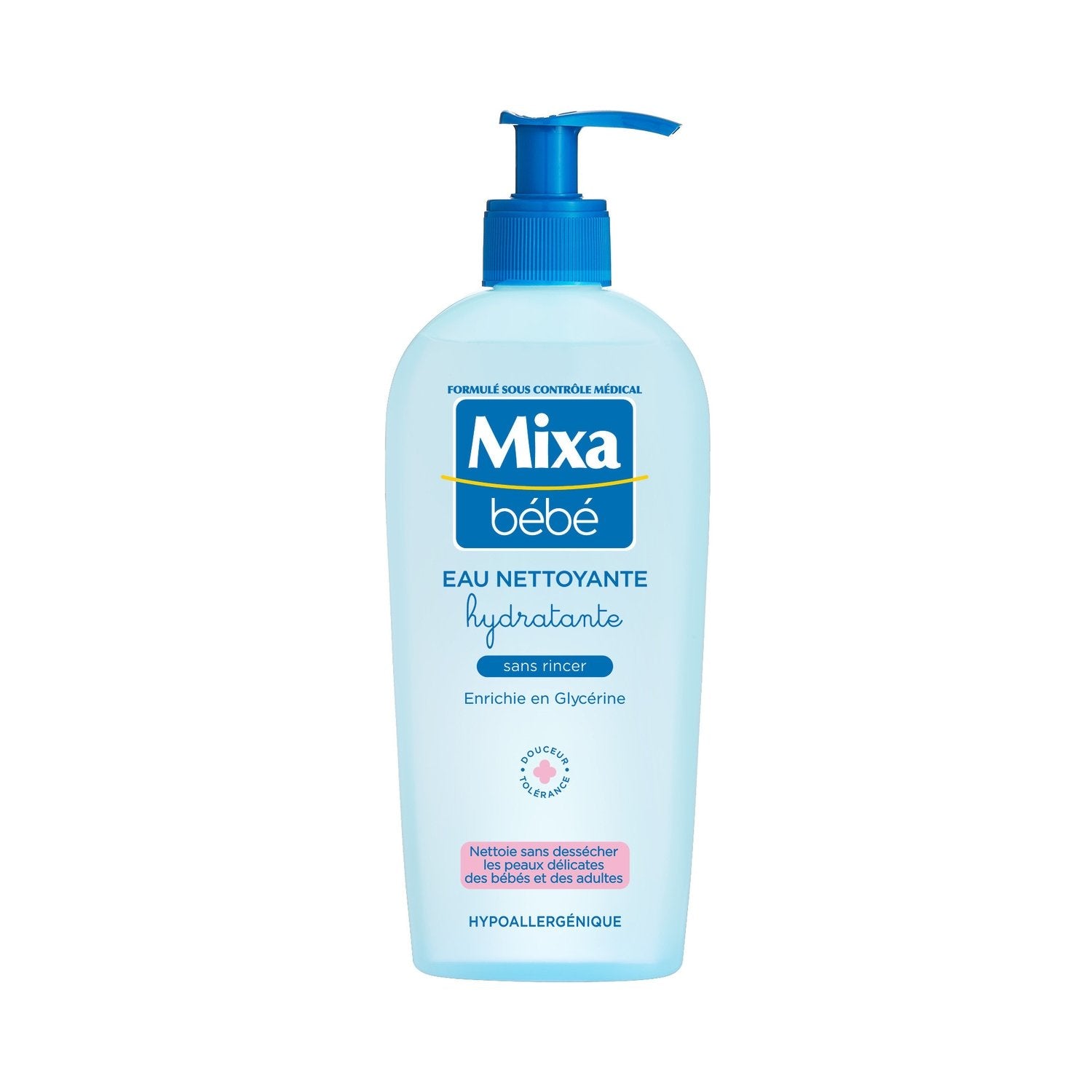 Eau Nettoyante Bébé Hydratante Hypoallergénique MIXA BEBE la pompe de 250mL