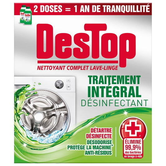 Détartrant Nettoyant Complet Lave-Linge Désinfectant X2 DESTOP le lot de 2 flacons de de 250mL