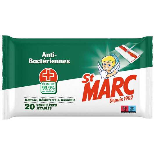 Lingettes Anti-Bactériennes ST MARC sachet de 20 serpillères