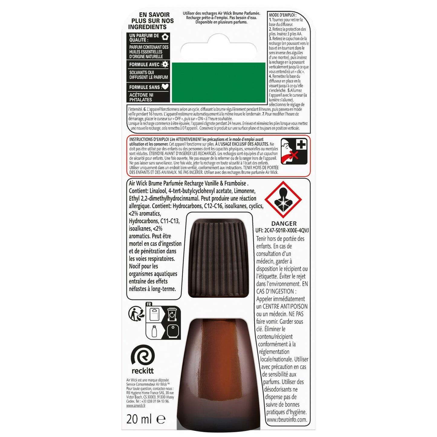 Essential Mist Vanilla &amp; Raspberry Air Freshener Refill AIR WICK