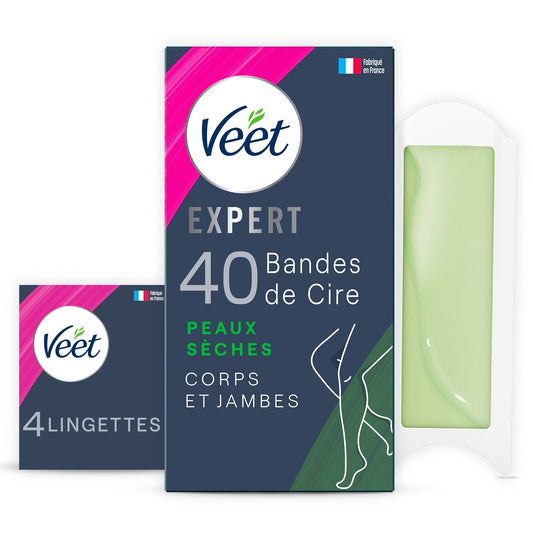 VEET Expert Cold Wax Strips for Body and Legs for Dry Skin