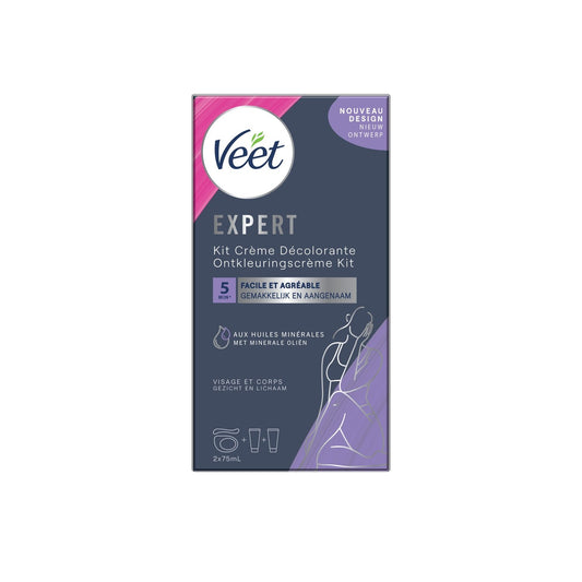 Crème Décolorante Visage et Corps Tous Types de Peaux Huiles Minérales VEET le lot de 2 flacons de 75mL