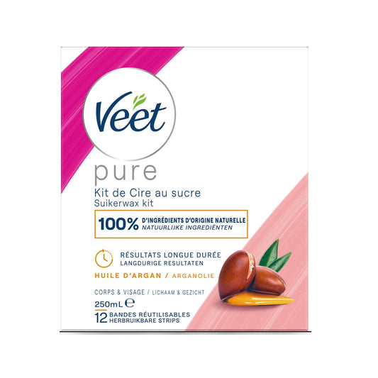 Hot Wax Body Face Natural Argan Oil Reusable Strips VEET