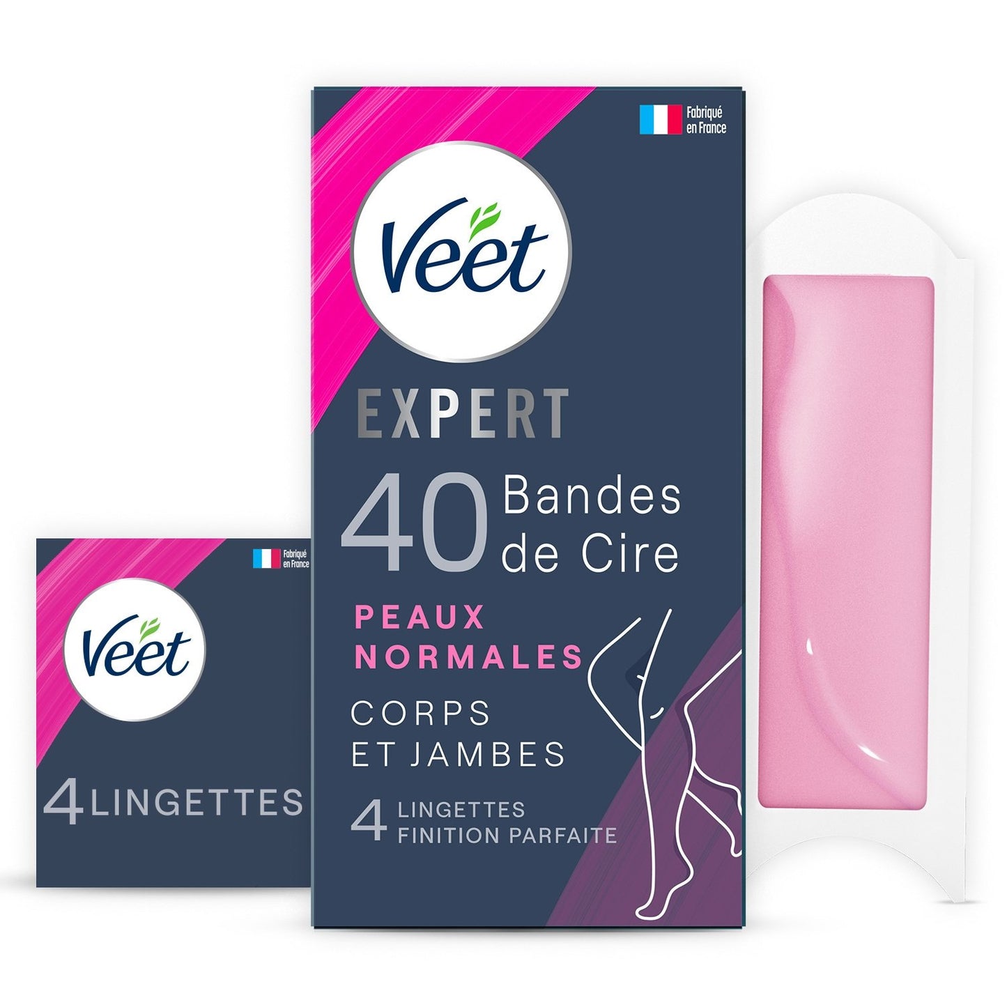 Bandes de Cire Froide Corps Jambes Peaux Normales Longue Durée Expert Easy-Gel VEET la boîte de 40 bandes
