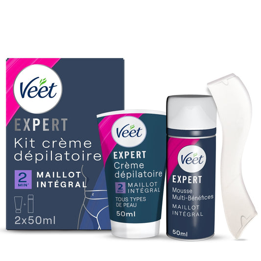 Crème Dépilatoire Maillot Intégral Peau Sensible au Beurre de Karité Agit Dès 2 Minutes VEET le lot de 2 flacons de 50mL