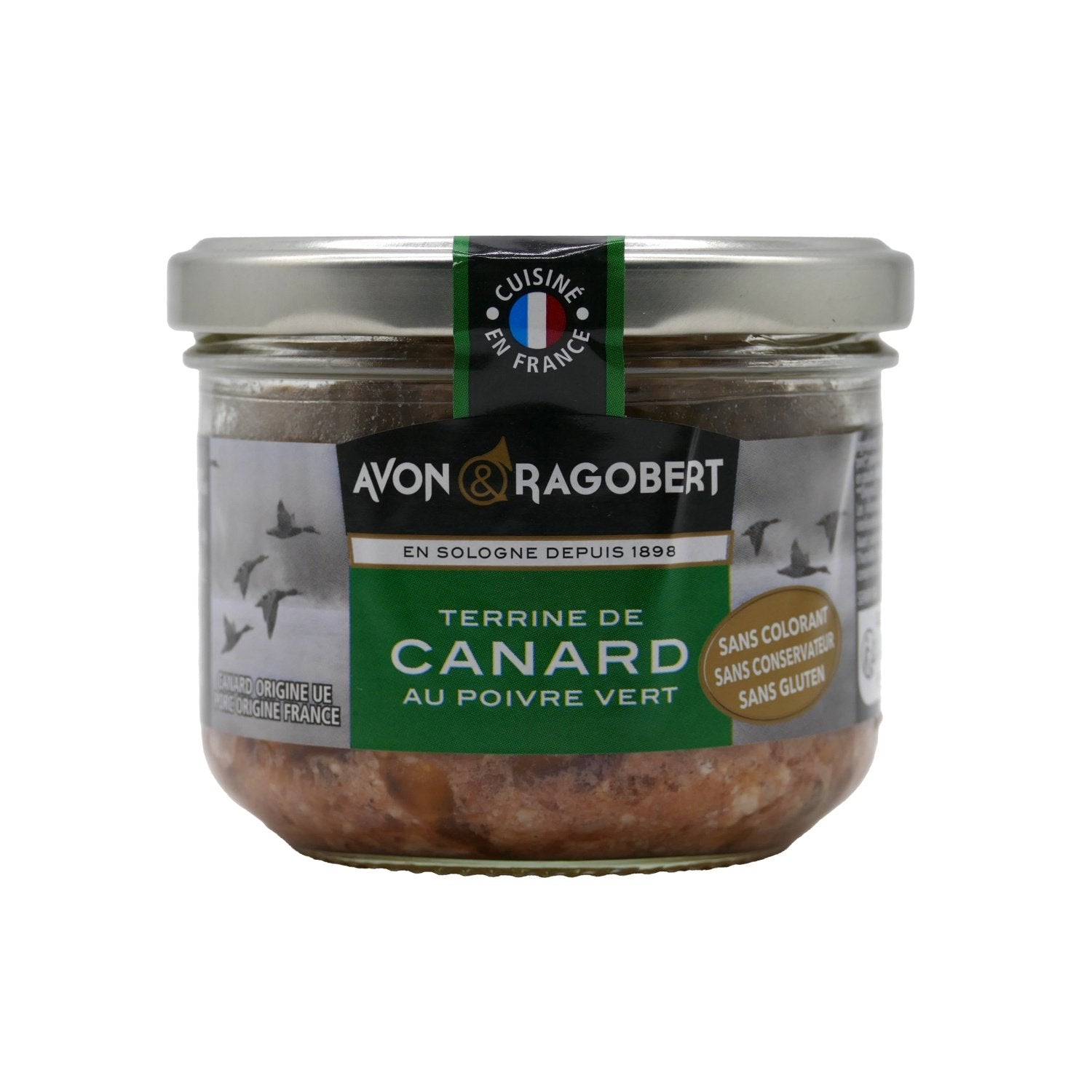 Terrine Canard au Poivre Vert AVON ET RAGOBERT le bocal de 180 g