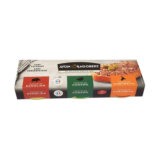 Terrine de Sanglier, Canard et Chevreuil Avon & RAGOBERT les 3 boites de 75g