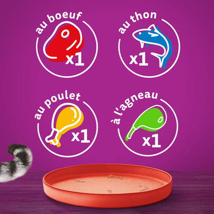 Pâtée pour Chat Adulte en Terrine Boeuf Poulet Thon Agneau WHISKAS 