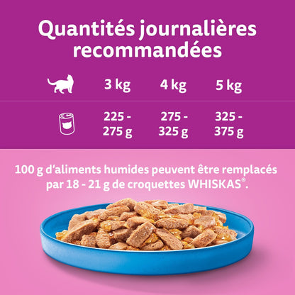 Pâtée pour Chat Adulte en Gelée Saumon Thon Truite Poisson Blanc la Carte du Pêcheur WHISKAS