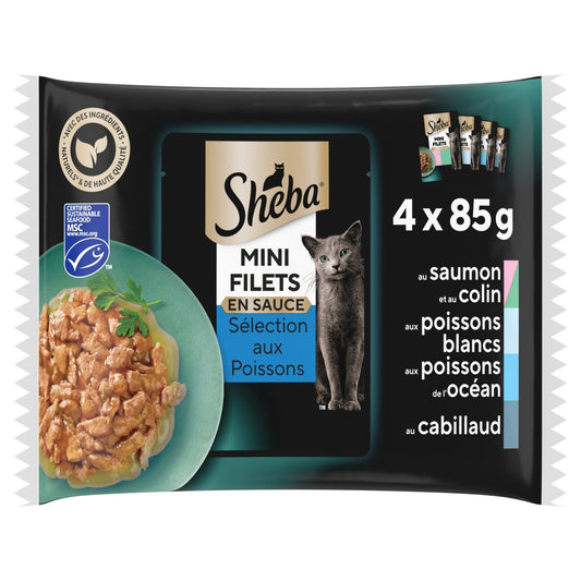 Pâtée pour Chat Adulte Mini Filets en Sauce Sélection Poissons SHEBA