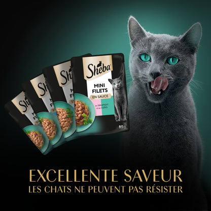 Pâtée pour Chat Adulte Mini Filets en Sauce Sélection Poissons Pêche Durable Msc SHEBA