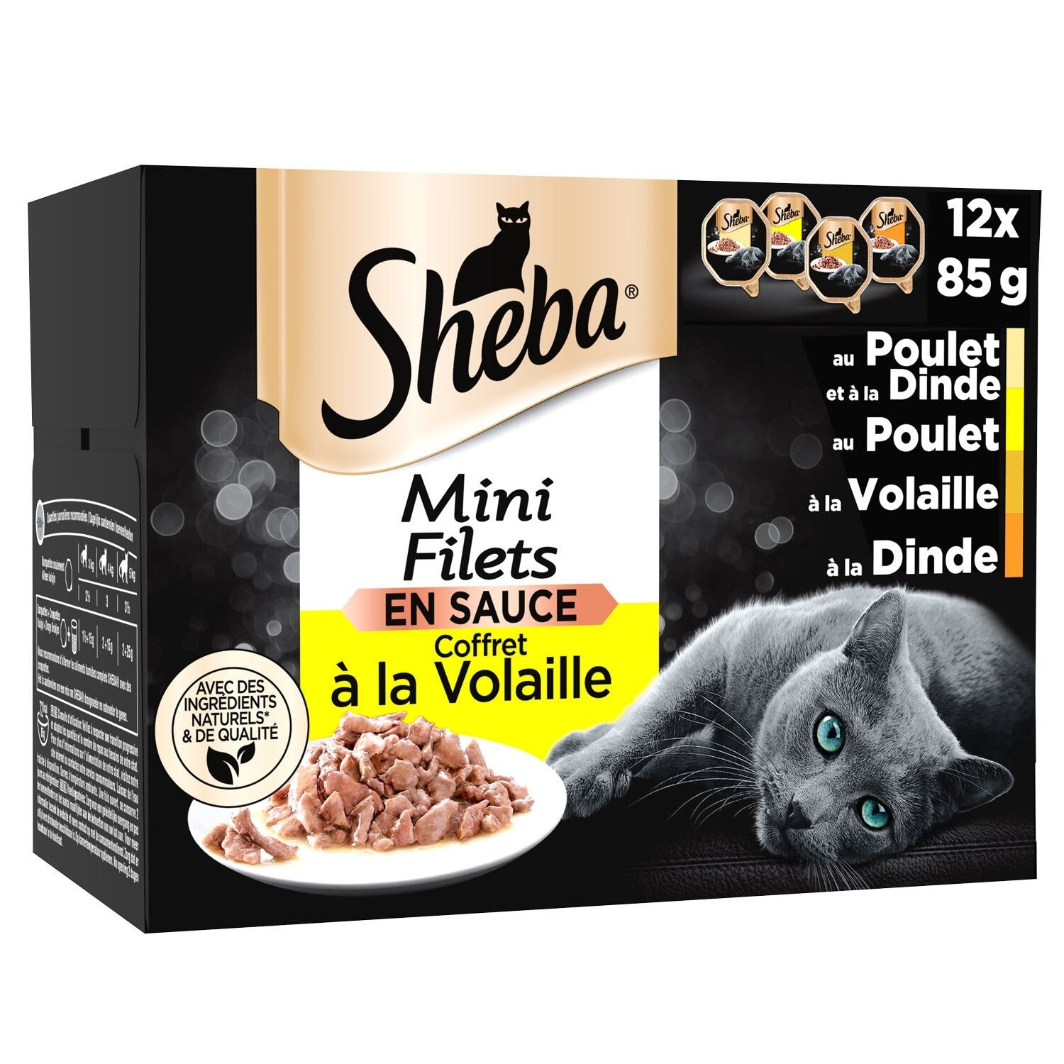 Pâtée pour Chat Adulte Mini Filets en Sauce Volaille SHEBA les 12 boites de 85g