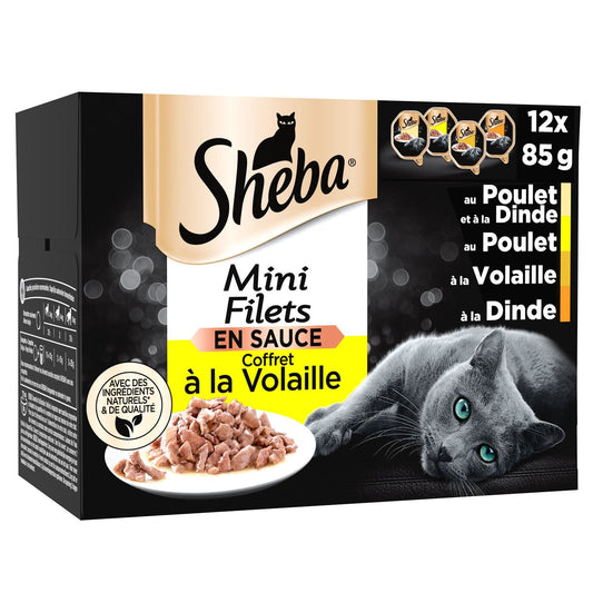 Pâtée pour Chat Adulte Mini Filets en Sauce Volaille SHEBA les 12 boites de 85g