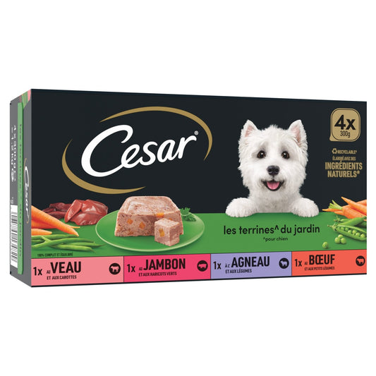 Pâtée pour Chien Adulte au Veau, au Jambon, à l'Agneau & Bœuf CESAR