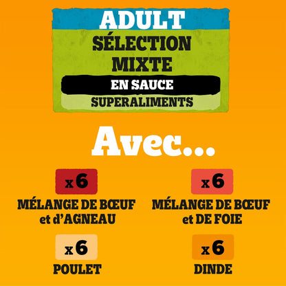 Pâtée pour Chien Adulte en Sauce Poulet Dinde Boeuf Agneau Vital Protection PEDIGREE