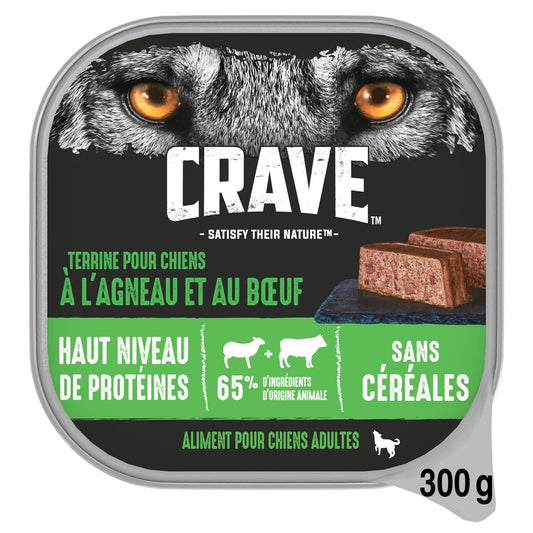 Pâtée pour Chien Adulte à l'Agneau & au Bœuf Sans Céréales CRAVE