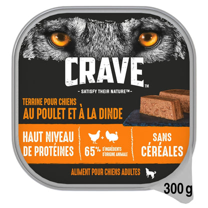 Pâtée pour Chien Adulte au Poulet & à la Dinde Sans Céréales CRAVE
