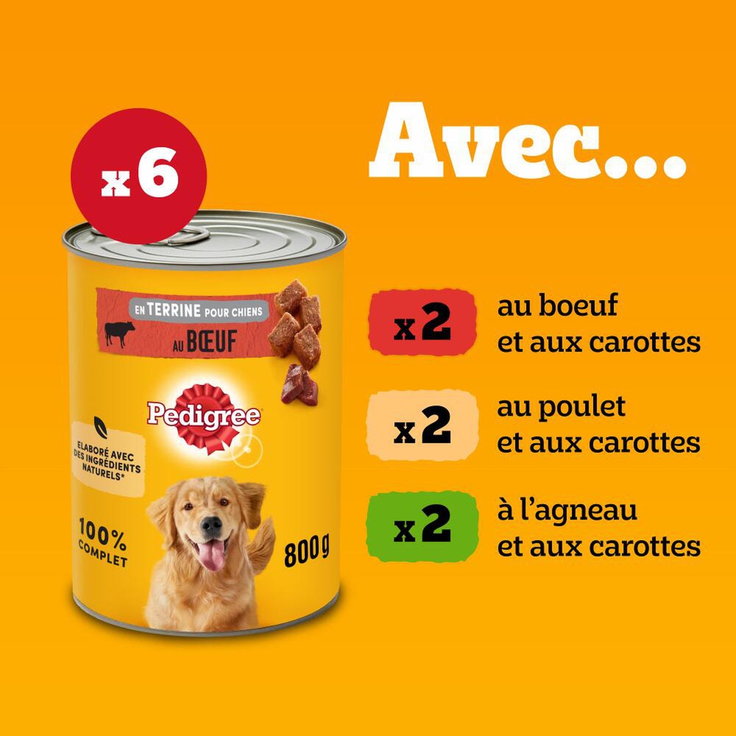 Pâtée pour Chien Adulte Terrine Boeuf Poulet Agneau PEDIGREE
