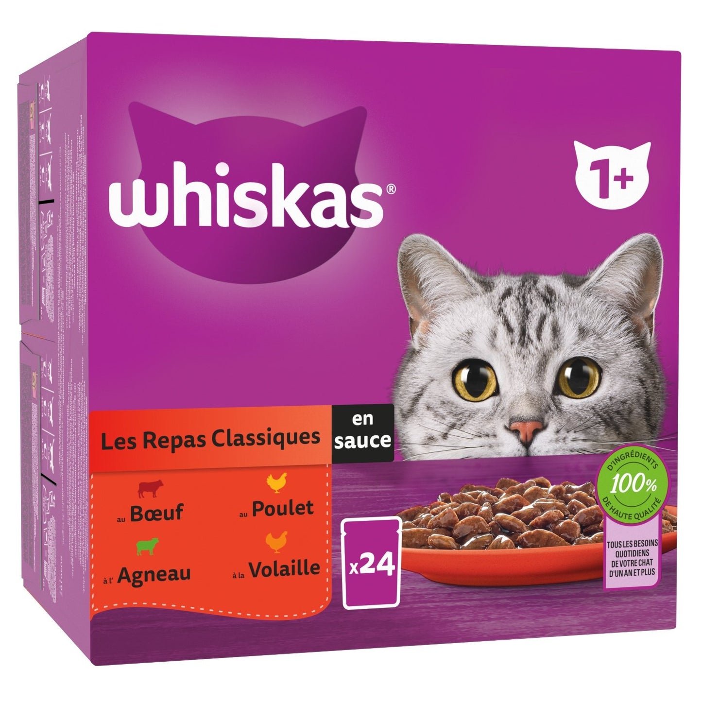 WHISKAS Adult Cat Food in Sauce with Beef, Chicken, Lamb &amp; Poultry