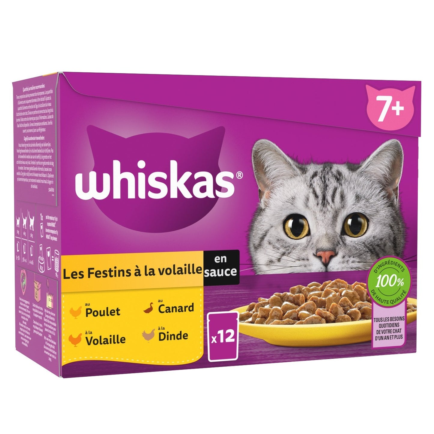 Senior Cat Food in Sauce with Poultry, Chicken, Duck, and Turkey by WHISKAS Feasts