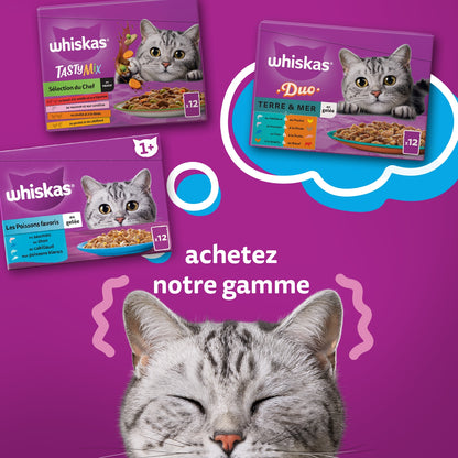 Pâtée pour Chat Adulte en Sauce Poulet Agneau Boeuf WHISKAS