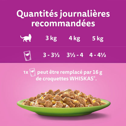 Pâtée pour Chat Adulte en Gelée Poulet Boeuf Saumon Thon la Carte Mixte WHISKAS