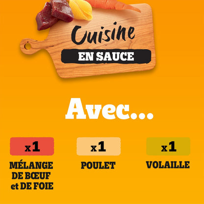 Pâtée pour Chien Adulte Sauce Boeuf Poulet Volaille les Cuisinés PEDIGREE
