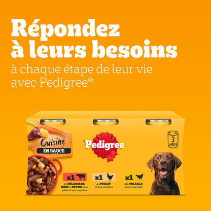 Pâtée pour Chien Adulte Sauce Boeuf Poulet Volaille les Cuisinés PEDIGREE