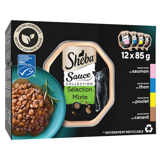 Croquette pour Chat Adulte Sélection Mixte 4 Variétés SHEBA les 12 sachets de 85g