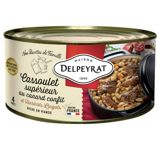 Cassoulet Supérieur au Canard Confit et Haricots Lingots DELPEYRAT la boite de 1,5Kg
