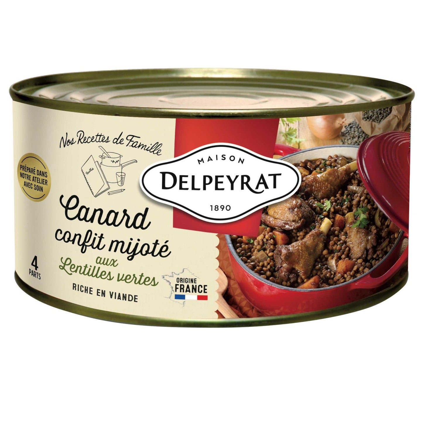 Canard Confit MIJOTE AUX LENTILLES VERTES la boite de 1,5Kg