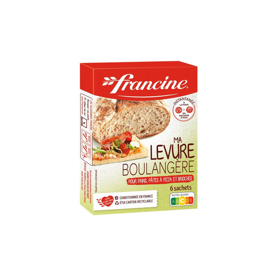 Levure Boulangère pour Pains, Pâtes à Pizza et Brioches FRANCINE les 6 sachets de 5 g