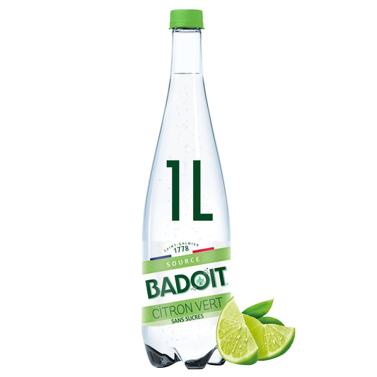 Eau Gazeuse Aromatisée Citron Vert Sans Sucres BADOIT la bouteille de 1L
