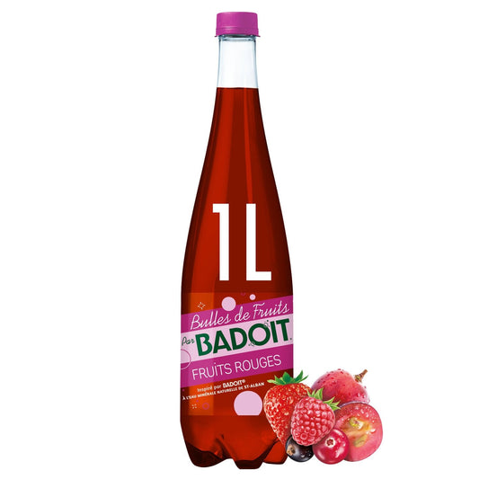 Eau Gazeuse Gazeuse Aromatisée Fruits Rouges BADOIT la bouteille de 1L