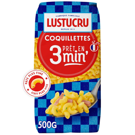 Pâtes Coquillettes Cuisson Rapide LUSTUCRU le paquet de 500 g