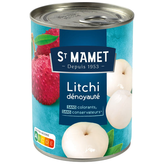 Fruits au Sirop Litchi Dénoyautés ST MAMET la boite de 250 g net égoutté