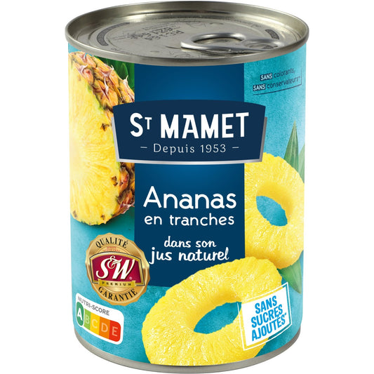 Fruits au Sirop Ananas en Tranches Sans Sucres Ajoutés ST MAMET la boite de 345 g net égoutté