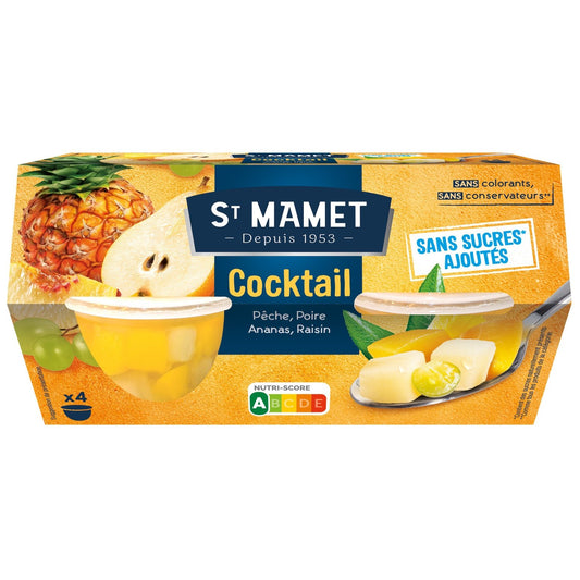 Fruits au Sirop Cocktail Sans Sucres Ajoutés ST MAMET les 4 pots de 113g