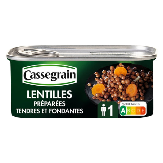Lentilles Préparées Tendres et Fondantes CASSEGRAIN la boîte de 130g
